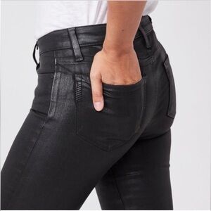 PAIGE Verdugo Ultra Skinny Black Silk Coated Skinny Jean EUC
